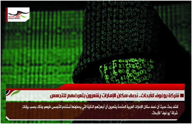 شركة بوغوف للأبحاث.. نصف سكان الإمارات يشعرون بتعرضهم للتجسس