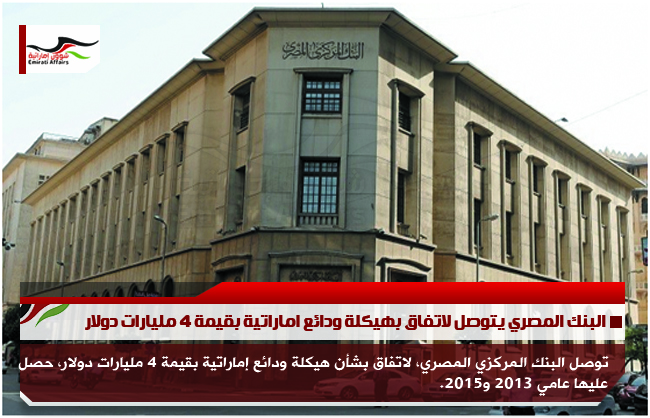 البنك المصري يتوصل لاتفاق بهيكلة ودائع اماراتية بقيمة 4 مليارات دولار