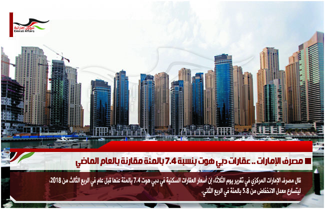 مصرف الإمارات .. عقارات دبي هوت بنسبة 7.4 بالمئة مقارنة بالعام الماضي