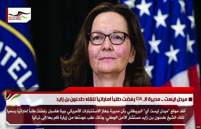 ميدل ايست .. مديرة الـ CIA رفضت طلباً اماراتياً للقاء طحنون بن زايد