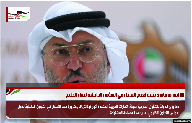 أنور قرقاش: يدعو لعدم التدخل في الشؤون الداخلية لدول الخليج