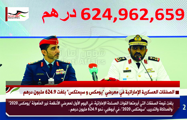 الصفقات العسكرية الإماراتية في معرضي "يومكس و سيمتكس" بلغت 624.9 ملبون درهم