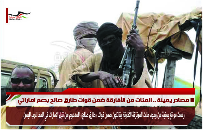 مصادر يمينة .. المئات من الأفارقة ضمن قوات طارق صالح بدعم اماراتي