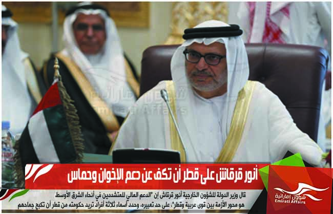 أنور قرقاش على قطر أن تكف عن دعم الإخوان وحماس