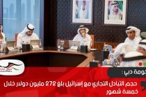 حكومة دبي: حجم التبادل التجاري مع إسرائيل بلغ 272 مليون دولار خلال خمسة شهور