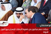 موقع استخباراتي: جنرالات مصر مرتابون من ضغوط الإمارات للإسراع ببيع أصول الدولة