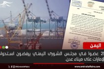أعضاء بمجلس الشورى اليمني يرفضون أي مساس إماراتي بميناء عدن
