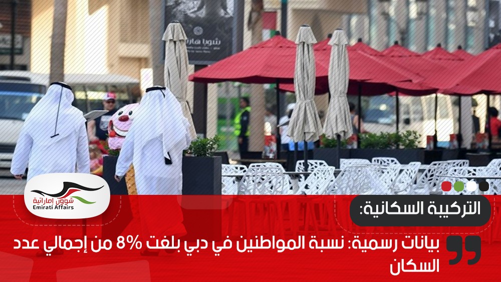 بيانات رسمية: نسبة المواطنين في دبي بلغت 8% من إجمالي عدد السكان