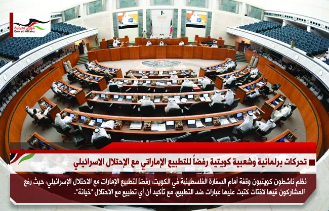 تحركات برلمانية وشعبية كويتية رفضاً للتطبيع الإماراتي مع الإحتلال الاسرائيلي