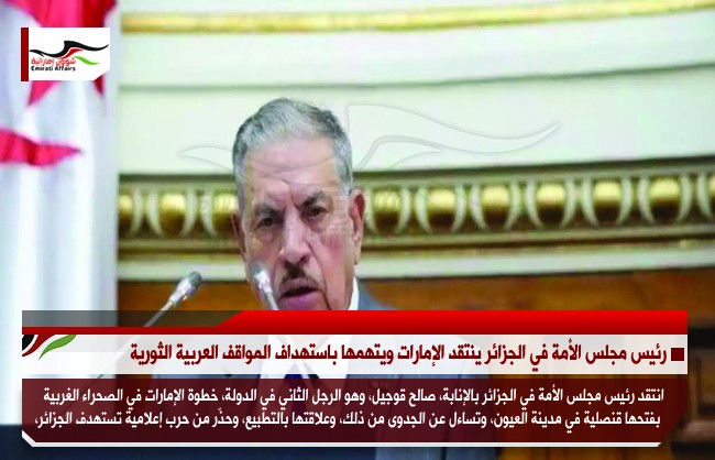 رئيس مجلس الأمة في الجزائر ينتقد الإمارات ويتهمها باستهداف المواقف العربية الثورية